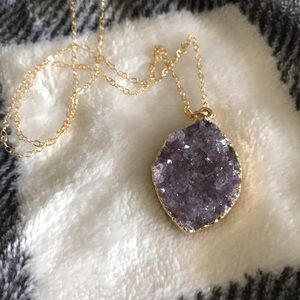 16 Inch Purple Drusy Necklace